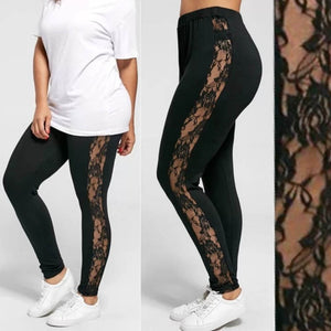 Sexy Sheer Side Lace Leggings