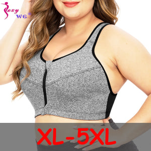 Plus Size Zipper Sports Bra