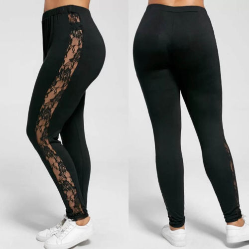 Sexy Sheer Side Lace Leggings